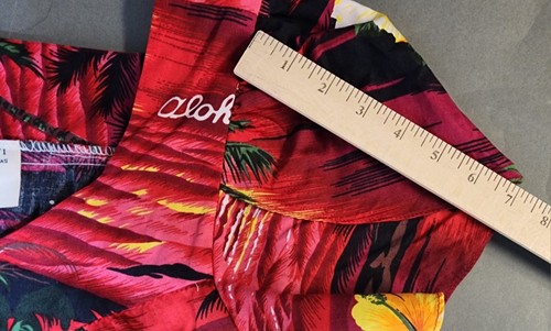 Ali'i Fashions Sz M Hawaii Red Palm Tree Floral Sunset MuuMuu Midi Luau Dress - Picture 8 of 11