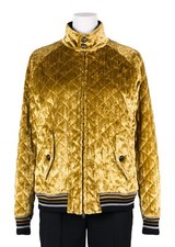 $2875.00 Maison Margiela Womens Velvet Gold Quilted Bomber Jacket 42/m Us 6/8