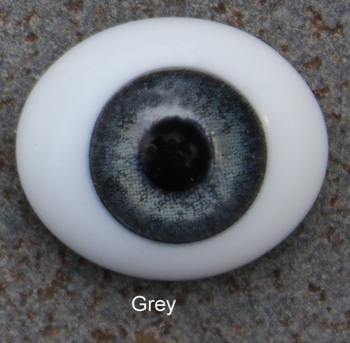 Vidrio macizo, ojos de pisapapeles ovalados de respaldo plano - gris, 8 mm - Imagen 1 de 3