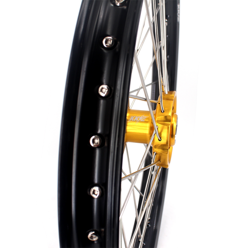 KKE 21/19 MX Wheels Rims Fit Suzuki RMZ250 2007-2025 RMZ450 2005-25 CNC Gold Hub - Picture 8 of 13
