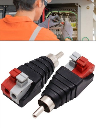 Speaker Wire A/V Cable to Audio Male RCA Connector Adapter Jack Press Plug` - Picture 10 of 21