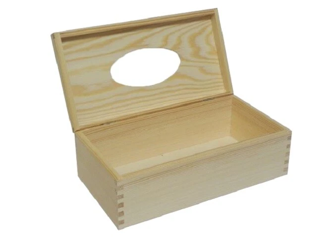 Wooden Tissue Box Wipes Rectangle Case Unpainted Raw Wood for Craft Decoupage - Image 2 of 2