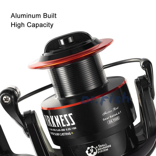 Carrete giratorio Dr.Fish Darkness 4,4:1 carrete de aluminio tiburones bagre 9+1BB - Imagen 6 de 14