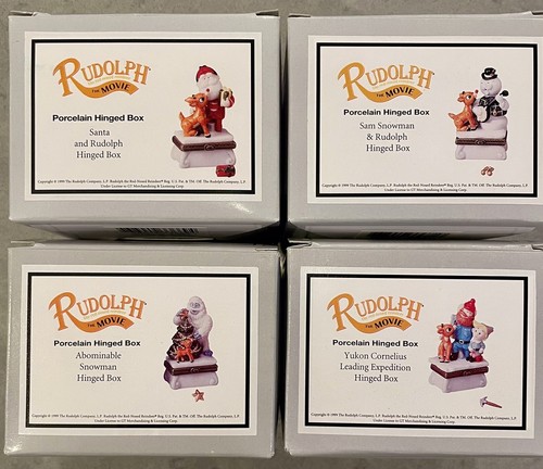 Set of Rudolph The Movie 1999 Porcelain Trinket Boxes PHB Midwest Cannon Falls - Picture 10 of 19