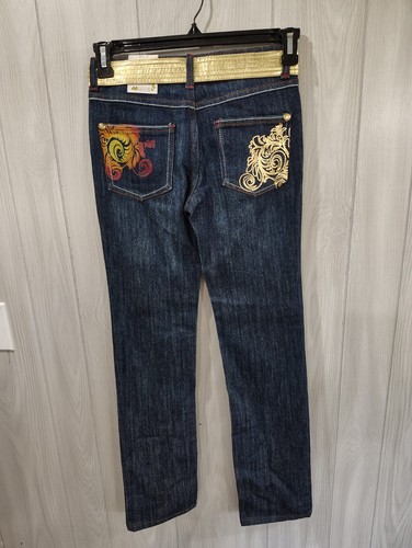 Mecca Girls Denim Belted Jeans NWT Size 14 Dark Vintage - Picture 3 of 8