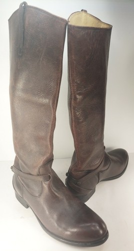 Botas altas Frye para mujer de cuero marrón punta redonda tacón talla 8,5B envejecidas 76975 - Imagen 2 de 14