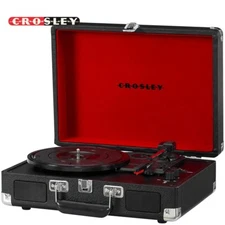 Crosley CR8005F-BK Cruiser Plus 3-Speed Bluetooth Record Player Black/Red