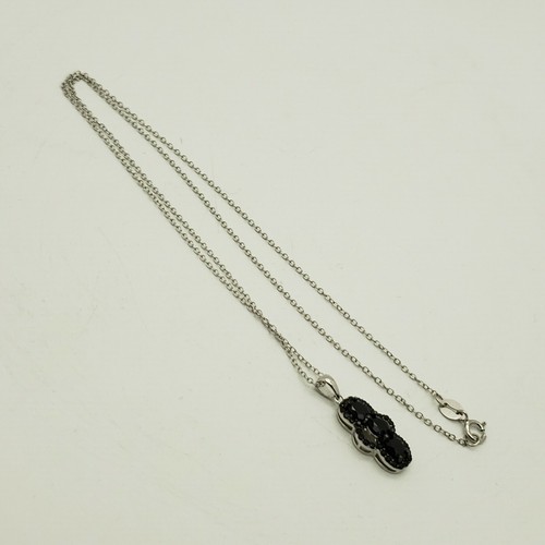 Neu KJC 925 Sterlingsilber vertikal schwarz Spinell Anhänger 18 Fuß Kette Halskette - Bild 8 von 10
