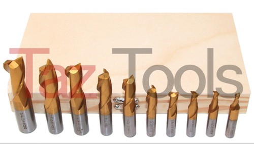 10 pcs Tin m2 hss Titanium Coated End Mill Set 2 Flutes Cutting Tools End Mill - Picture 2 of 3