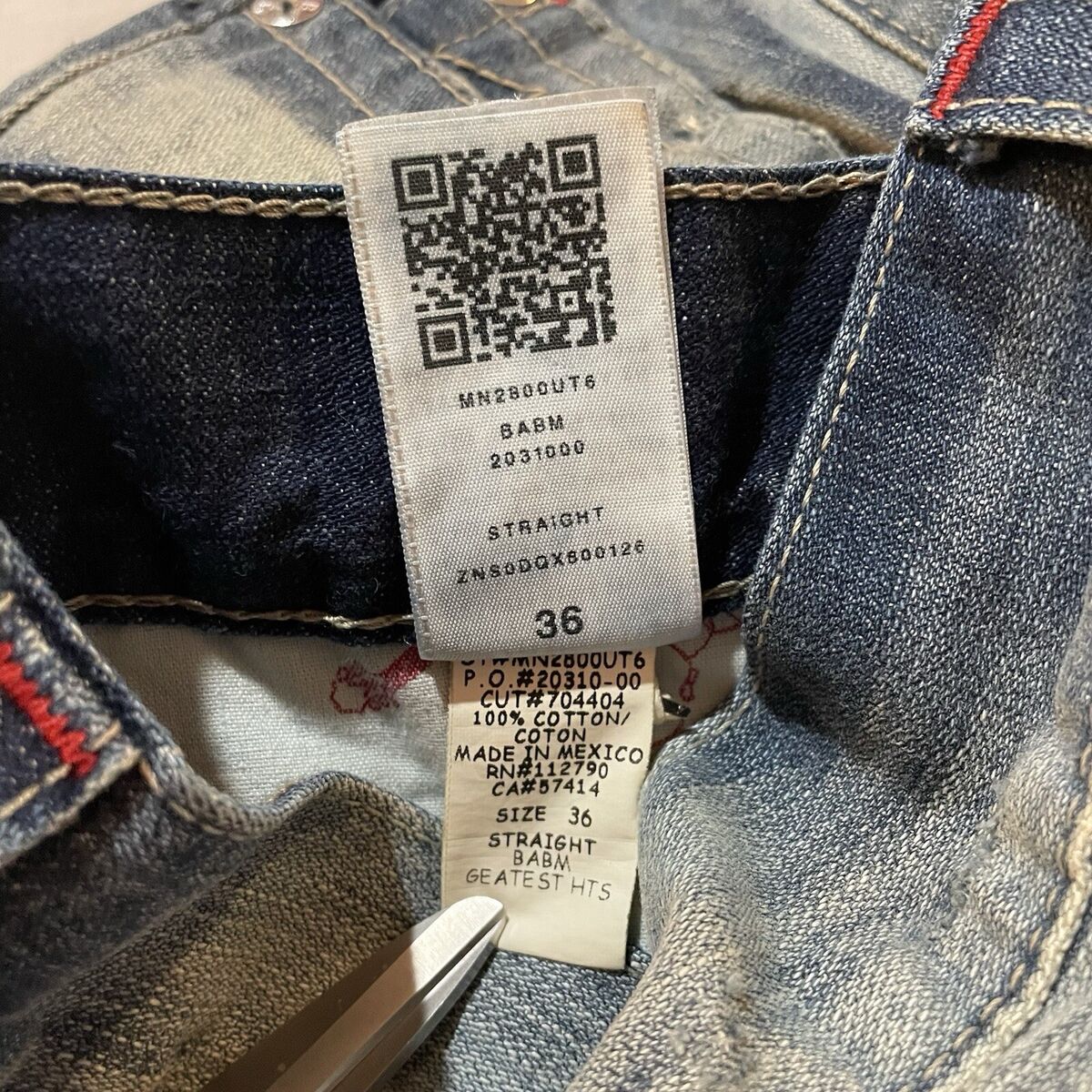 True Religion Jeans Mens 36 X 33 Babm Straight Distressed True Religion Jeans Mens 36 X 33 Babm Straight Distressed