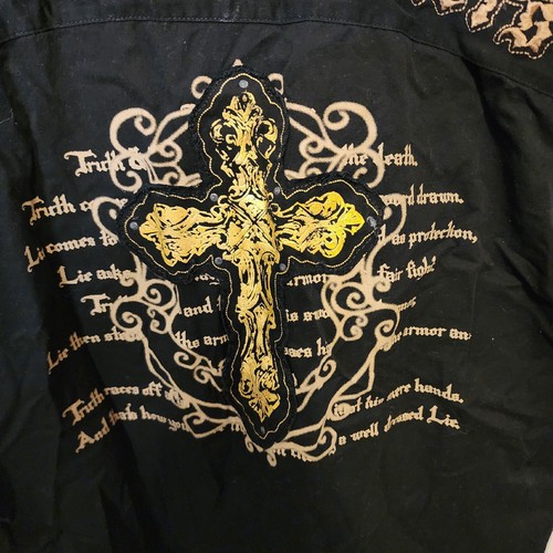Ak:Cess Mens Fallen Soldier Long Sleeve SHIRT SIZE 2XL BLACK w GOLD embroidery - Picture 8 of 8