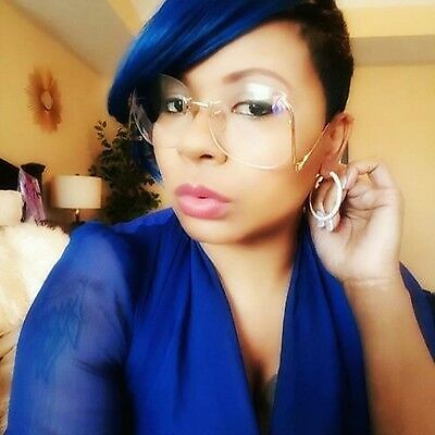 Übergroße rahmenlose Vintage Damenbrille klare Gläser goldfarbenes Gestell kostenloser Versand!! - Bild 1 von 6