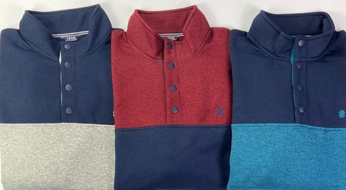 Men's IZOD Polyester Fleece Quarter Snap Lightweight Sweatshirt with Pockets
