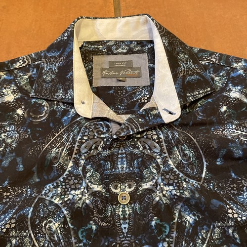Antonio Valente Mosiac Button Up Hemd Paisley Herren Gr. M schwarz blau - Bild 4 von 8