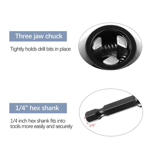 Convertitore 0.3mm-8mm 1/4"Hex Shank Rotonda Shank Keyless Drill Chuck - Foto 9 di 18