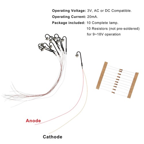 LYM23 10pcs Model Railway Z Scale 1:200 Lamp Post Street Lights  Warm LEDs - Picture 1 of 5