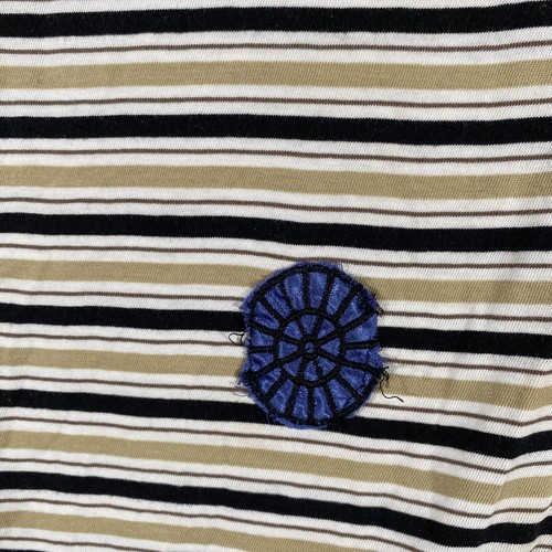 Silent Theory Shirt Womens 10 Blue Grey White Top Striped Crew Neck Sleeves - Picture 4 of 11