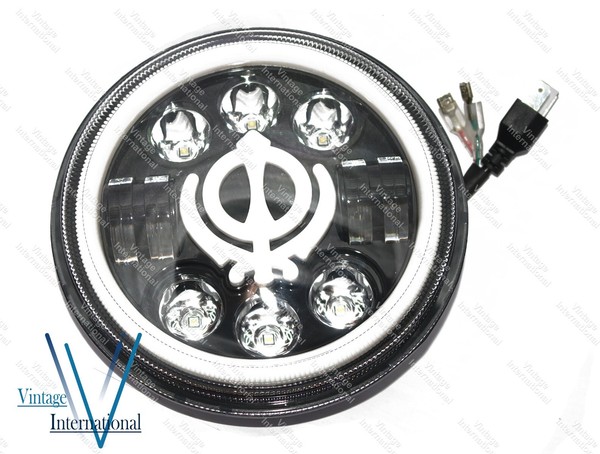 "Die Khanda Sahib 7 \" LED Scheinwerfer FüR Royal Enfield Klassisch Electra Norm @"-image