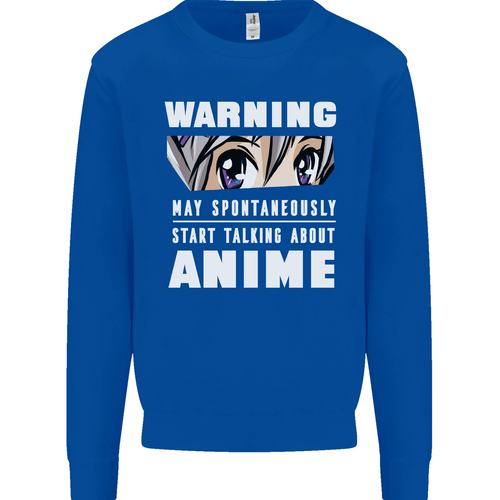 Warning May Start Talking About Anime Funny Kids Sweatshirt Jumper - Picture 37 of 92