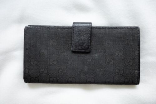 GUCCI Long Wallet GG Canvas Leather Black Auth from japan - Picture 3 of 17
