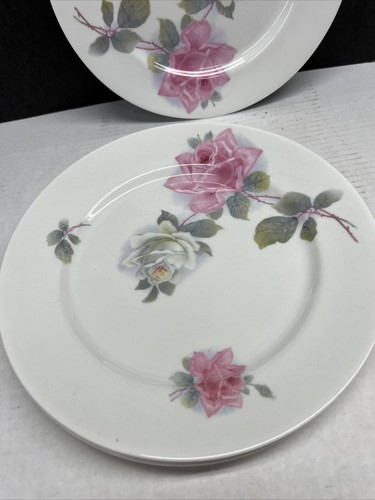 4 antike Rorstrand Speiseteller Blumenmuster rosa weiß Rosenmuster - Schweden 9,75 Zoll - Bild 2 von 6