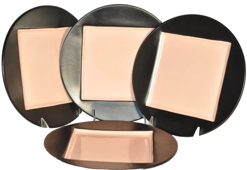 KATE SPADE Saturday Square-in-Circle piatti accento nero/blush set/4 nuovi con scatola - Foto 3 di 8