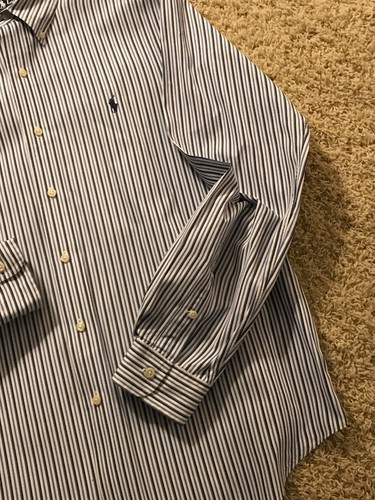 CAMISA DE VESTIR RALPH LAUREN AJUSTE CLÁSICO MANGA LARGA AZUL A RAYAS BOTONES GRANDE - Imagen 3 de 7