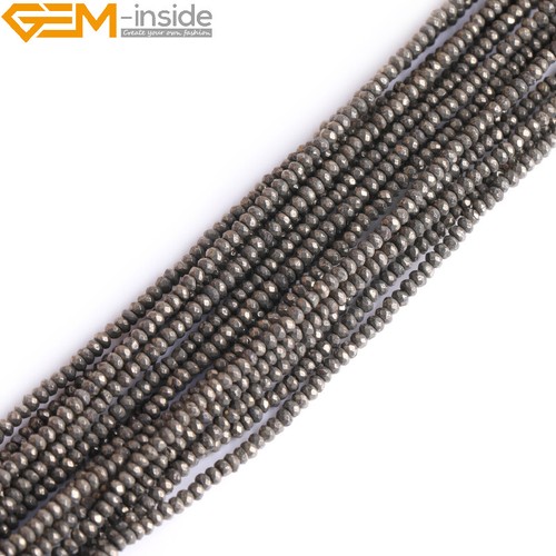 15" Natural Stone Genuine Rondelle Pyrite Gemstone Loose Beads Jewelry Making - Picture 40 of 42