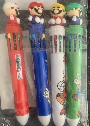 4pcs Mario Retractable Pens - Colorful Cartoon Design, 10 Colors, Fine Point Pen - Picture 4 of 5