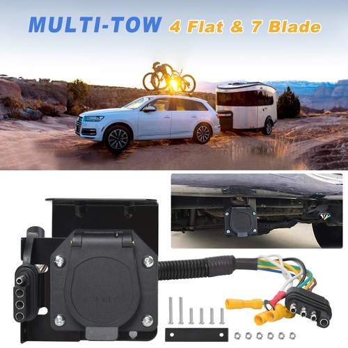 Universal Multi-Tow 4-Way to 7-Way Blade and 4 Pin Flat Trailer Light Connector - Picture 2 of 19