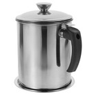 2.2L Grease Container 304 Stainless Steel Cooking Oil Can Mesh Strainer for