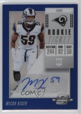 2018 Panini Contenders Optic Ticket Blue Prizm /25 Micah Kiser Rookie Auto RC