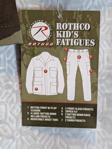 Military Army BDU GI Camo Field Jacket Shirt Camouflage Rothco Kids Fatigues 16 - Picture 2 of 6