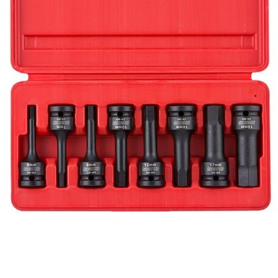 Neiko 01136B 1/2-Inch Drive Allen Hex Impact Socket Set, Metric, 1/2'' Metric 