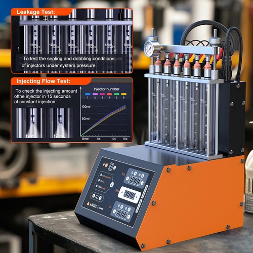 Máquina probadora limpiadora de inyector de combustible ultrasónico GDI de 6 cilindros ANCEL ANJ600 - Imagen 6 de 21