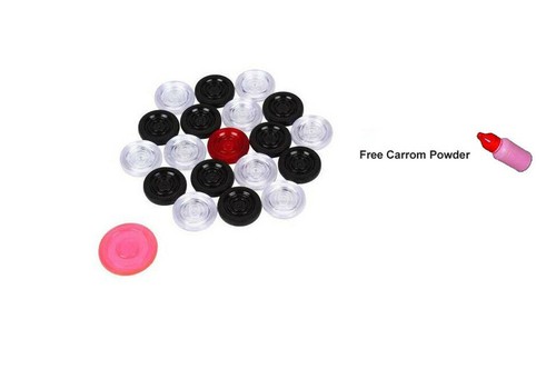 24 HIGH Class Transparent Plastic Carrom Coins-with 1 Striker and Powder KU - Picture 1 of 3