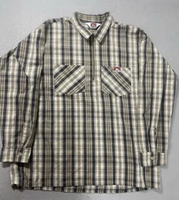 Ben Davis Long Sleeve Half Zip Plaid Shirt 2XL Made In USA