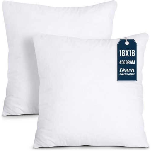 Paquete de 2 almohadas blancas - Almohadas de cama y sofá de 18 x 18 pulgadas -...