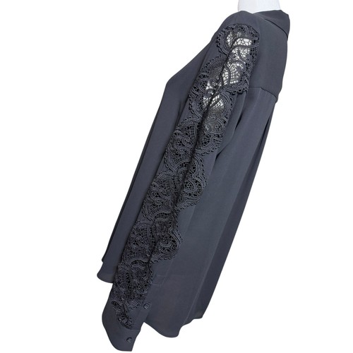 Express Portofino Shirt Women M Black Lace Classic Office Career Work Capsule - Picture 6 of 10