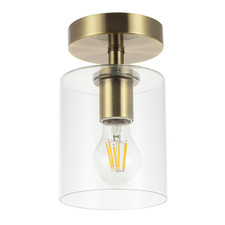 Image of Antique Brass Compact Ceiling Light Fitting with Clear Glass Shade by Happy H...