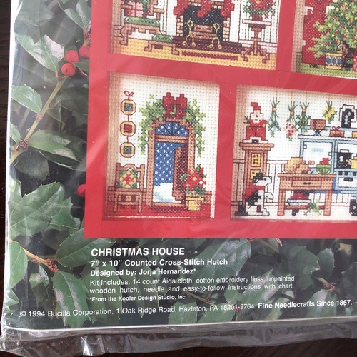Bucilla Christmas House 7x10” Counted Cross Stitch Hutch New Old Stock VTG 1994 - Picture 5 of 11