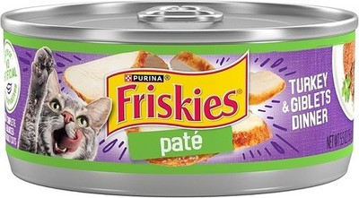 Purina Friskies Wet Cat Food Pate Turkey and Giblets Dinner (Pack of 24) 5.5 oz