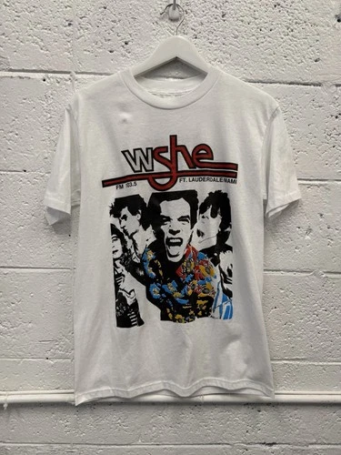 White Vintage Wyshe FM103.5 Rolling Stones Steel Wheels 1980s vintage concert t-shirt, vintage, single stitch, B+ condition