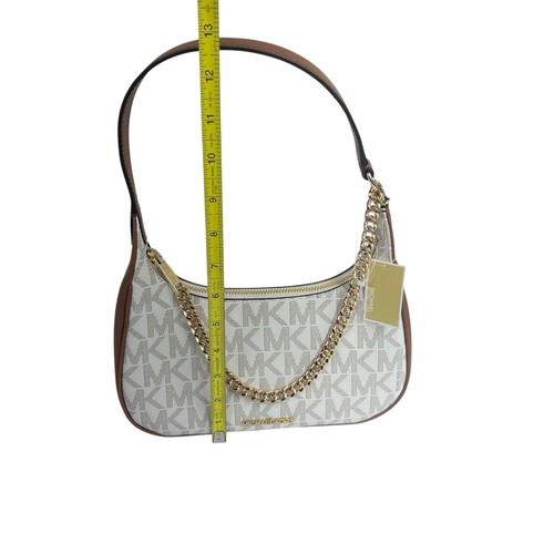 Michael Kors Kelsey Small Women's Fashion Vanilla/Lugg Purse Handbag Beige White - Picture 6 of 9