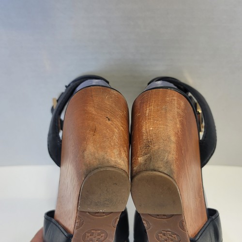 Tory Burch Sandals Blue Almita Leather Wedge Platform Shoes Size 8 - Picture 11 of 18