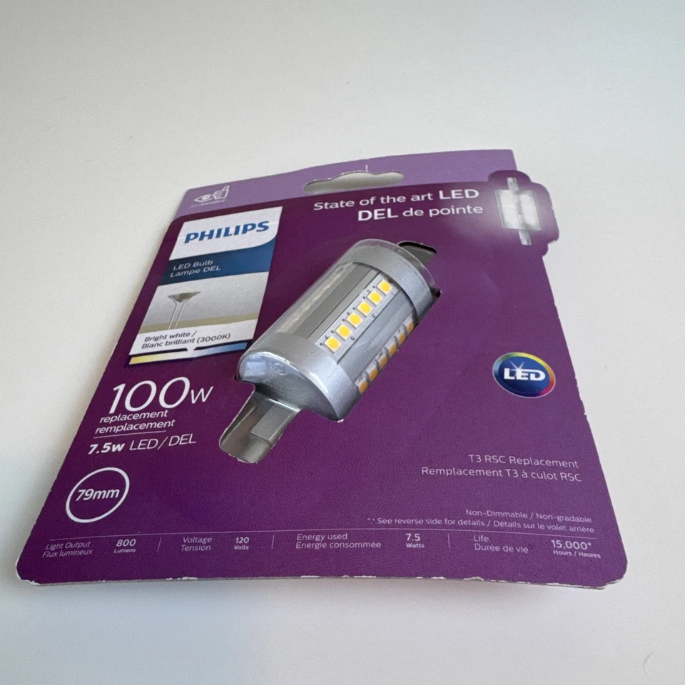 NEW Philips 471946 T3 RSC LED Light Bulb 7.5W = 100W 3000K 800 Lm. Double Ended - Image 3 of 4