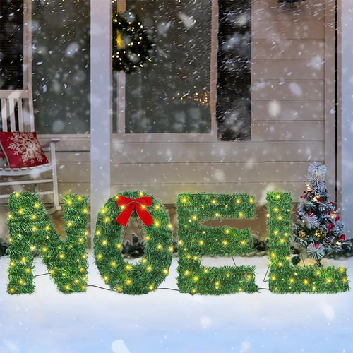 4 Pc Noel Sign Christmas Decoration Set, Lighted Yard Display, Indoor/Lawn Decor - Bild 1 von 12