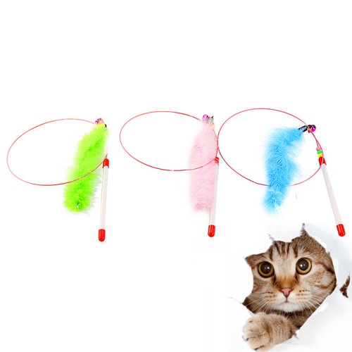  3 Pezzi Filo Acciaio Manico Plastica Gatto Teaser Gatto Flirting Stick Giocattoli Forniture Animali Domestici - Foto 7 di 11