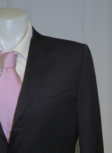 Canali Blue Label Vintage Navy Blue Striped Three Button Suit 40R - Picture 5 of 17