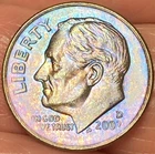 2002-D Roosevelt Dime Beautiful Lustrous Gold/Rainbow Toned Coin   #14